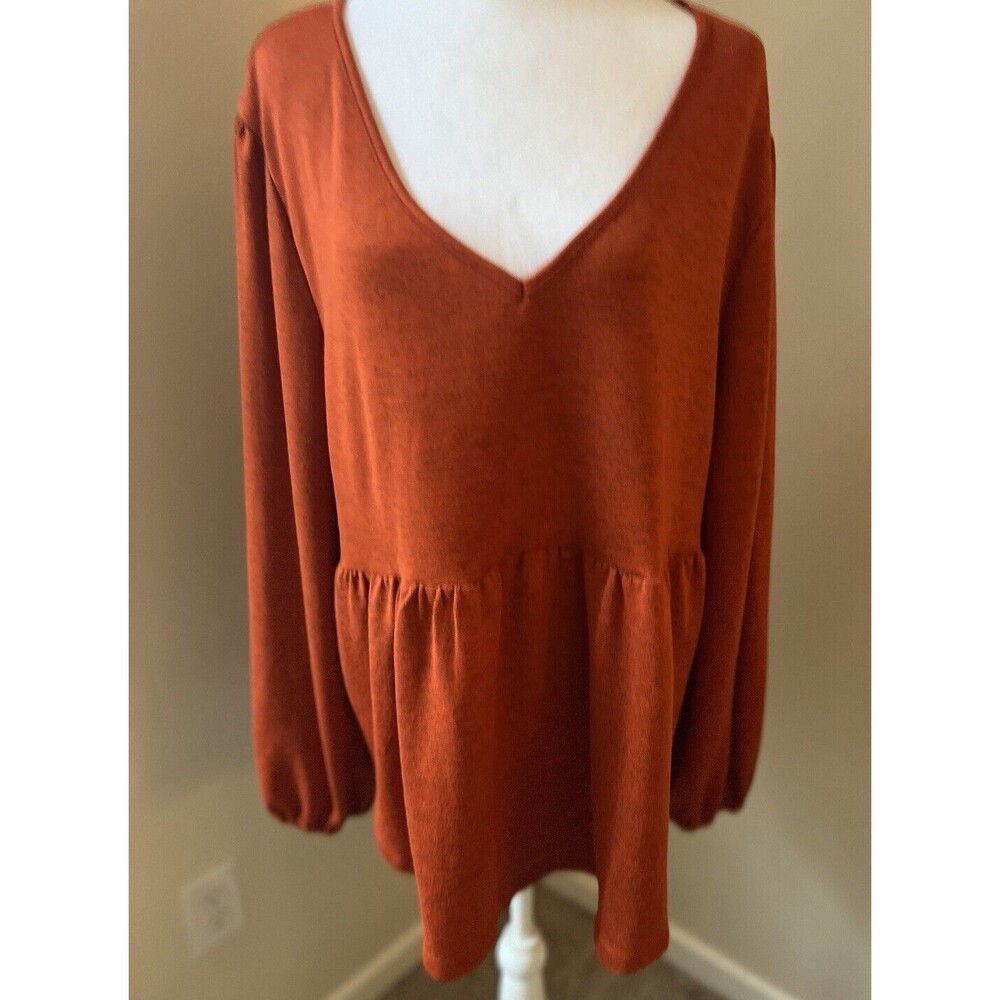 Suzanne Betro Women Size 2XL Puff Sleeve Empire V Neck Tunic NWT